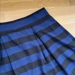 Kate Spade cotton stretch Navy  Black rugby Striped Skater Skirt 12